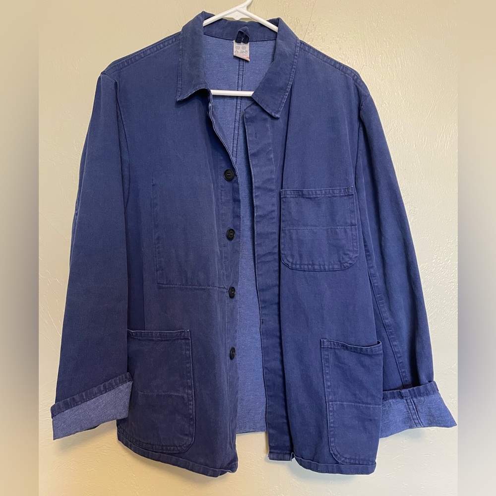 Vintage Matisse Blue European Work Wear Cotton Canvas Jacket
